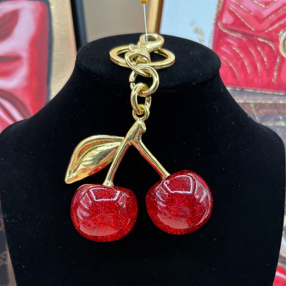 Accessories - Gold and Red Cherry Keychain /Bag Charm